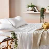 Detailed information about the product Adairs White Double Flat Sheet Bamboo Linen Bedlinen