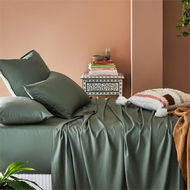 Detailed information about the product Adairs Green Double Bamboo Linen Bedlinen W21 Cypress Flat