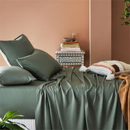 Detailed information about the product Adairs Bamboo Linen Bedlinen W21 King Cypress Fitted - Green (Green King)