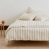 Detailed information about the product Adairs Bamboo Linen Natural Stripe Quilt Cover (Natural King)