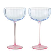 Detailed information about the product Adairs Bardot Blue & Pink Cocktail Glass Pack of 2 (Blue 2 Pack)