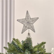 Detailed information about the product Adairs Silver Beaded Luxe Star Tree Topper