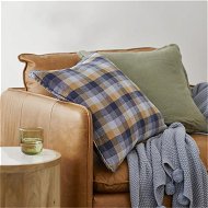 Detailed information about the product Adairs Belgian Blues Multi Check Vintage Washed Linen Cushion - Blue (Blue Cushion)