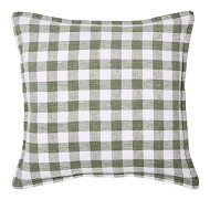 Detailed information about the product Adairs Green Cushion Belgian Forest & White Check Vintage Washed Linen