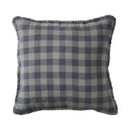 Detailed information about the product Adairs Belgian Gum Leaf & Deep Teal Check Vintage Washed Linen Cushion - Blue (Blue Cushion)