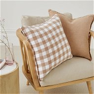 Detailed information about the product Adairs Brown Cushion Belgian Hazelnut & White Check Vintage Washed Linen Cushion Brown