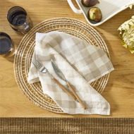 Detailed information about the product Adairs Belgian Natural Check Vintage Washed Linen Napkins Pack of 2 (Natural 2 Pack)