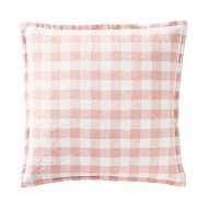 Detailed information about the product Adairs Pink Cushion Belgian Nude Pink & White Check Vintage Washed Linen Cushion