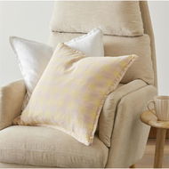 Detailed information about the product Adairs Pink Cushion Belgian Nude Pink &Limoncello Check Vintage Washed Linen