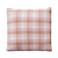 Detailed information about the product Adairs Belgian Spiced Pinks Check Vintage Washed Linen Cushion - Pink (Pink Cushion)