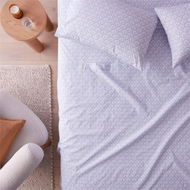 Detailed information about the product Adairs Blue Tile Printed Percale Sheet Set (Blue Double)