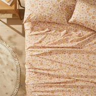 Detailed information about the product Adairs Orange King Blush Floral Printed Percale Sheet Set