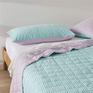 Detailed information about the product Adairs Green Single/Double Carrie Aquamarine Stripe Quilted Coverlet Separates