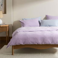 Detailed information about the product Adairs Carrie Lilac Gingham Quilt Cover Set + Separates - Purple (Purple Single)