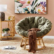 Detailed information about the product Adairs Cayman Rattan Papasan Honey/Forest 115cm - Natural (Natural Chair)