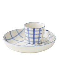Detailed information about the product Adairs Blue Dinner Bowl Charli Blue Check Servingware