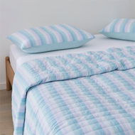 Detailed information about the product Adairs Blue Queen/King Cheerful Stripe Sorbet Quilted Coverlet Separates Blue