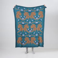 Detailed information about the product Adairs Cheetah Teal Knitted Throw - Blue (Blue Throw)