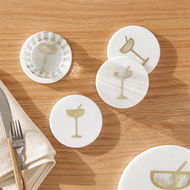 Detailed information about the product Adairs White Pack of 4 Cocktail White & Gold Marble Coasters