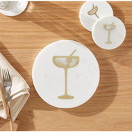 Detailed information about the product Adairs White Cocktail & Gold Marble Trivet