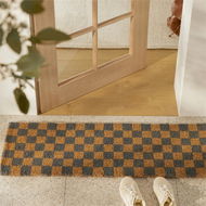 Detailed information about the product Adairs Black Door Mat Coir Charcoal Checkerboard Doormat