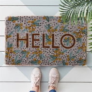 Detailed information about the product Adairs Pink Door Mat Coir Hello Spot Wattle Doormat