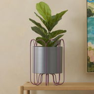 Detailed information about the product Adairs Colombo Charcoal & Berry Plant Stand - Purple (Purple Plant Stand)