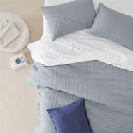 Detailed information about the product Adairs Grey Cross Stitch Charcoal Quilted Queen Quilt Cover Set