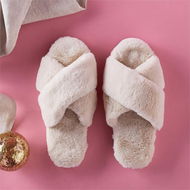 Detailed information about the product Adairs White Crossover Fur Slipper S/M Ivory Crossover Slipper