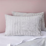 Detailed information about the product Adairs Drew Silver Faux Fur Pillowcases - Grey (Grey European Pillowcase Each)