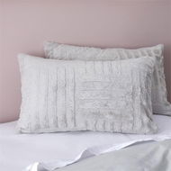 Detailed information about the product Adairs Drew Silver Faux Fur Pillowcases - Grey (Grey King Pillowcase Each)