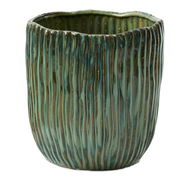 Detailed information about the product Adairs Dusk Green Rib Pot (Green Pot)