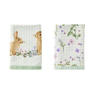 Detailed information about the product Adairs Easter Bunny Wreath Tea Towels Pack of 2 - Green (Green Pack of 2)