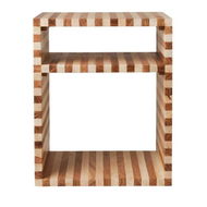 Detailed information about the product Adairs Enzo Natural & Walnut Stripe Bedside Table (Natural Bedside Table)