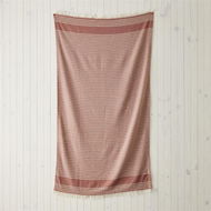 Detailed information about the product Adairs Red Beach Towel European Dusky Red & Natural Stripe Turkish Peshtemal