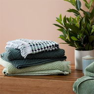 Detailed information about the product Adairs Green Bath Towel European Kadikoy Turkish Cotton Towel Range Sage Multi Bath Towel Green