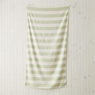 Detailed information about the product Adairs Green Leaf & Natural Stripe Turkish Cotton Beach Towel