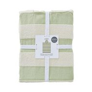 Detailed information about the product Adairs Green European Leaf & Natural Stripe Turkish Cotton Hooded Beach Towel