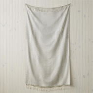 Detailed information about the product Adairs White & Sage Stripe European Turkish Peshtemal Beach Towel