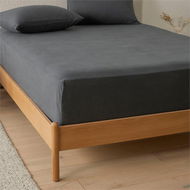 Detailed information about the product Adairs Flannelette Charcoal Plain Dye Fitted Sheet - Grey (Grey Double)