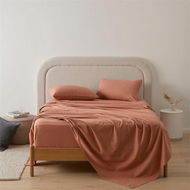 Detailed information about the product Adairs Flannelette Clay Plain Dye Sheet Set - Orange (Orange King Single)