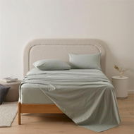 Detailed information about the product Adairs Flannelette Eucalyptus Plain Dye Sheet Set - Green (Green Queen)