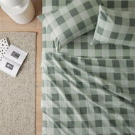 Detailed information about the product Adairs Flannelette Green Check Printed Sheet Set (Green Queen Extra Depth)