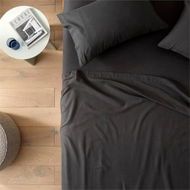 Detailed information about the product Adairs Flannelette Plain Charcoal Sheet Set - Black (Black King)