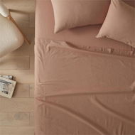 Detailed information about the product Adairs Flannelette Plain Clay Sheet Set - Brown (Brown King Single)