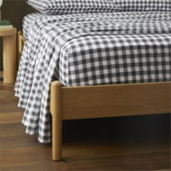 Detailed information about the product Adairs Flannelette Printed Charcoal Check Fitted Sheet - Black (Black Queen Extra Depth)