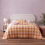 Detailed information about the product Adairs Flannelette Printed Melrose Check Spice Quilted Coverlet Separates - Orange (Orange Queen/King)