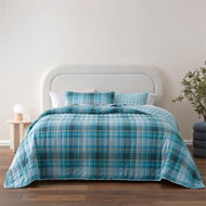 Detailed information about the product Adairs Flannelette Printed Stirling Check Quilt Cover Set - Blue (Blue Double)