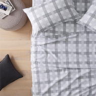 Detailed information about the product Adairs Flannelette Silver Check Printed Sheet Set - Grey (Grey Double)