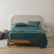 Detailed information about the product Adairs Flannelette Teal Plain Dye Sheet Set - Blue (Blue Queen Extra Depth)